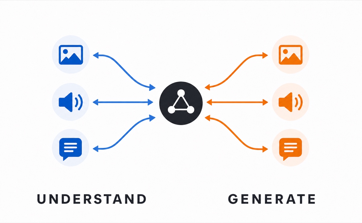 Diagram representing a unified multimodal model
